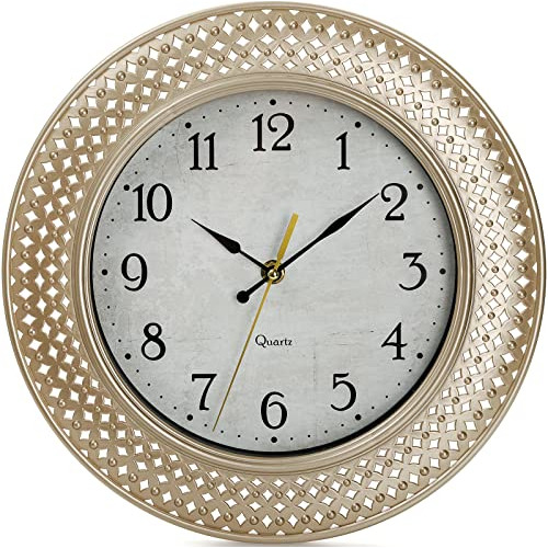 Coloch Reloj De Pared Clásico Dorado Redondo De 12 Pulgadas,