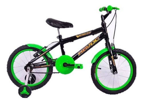 Bicicleta Havoc Infantil Aro 16 Criança Rodinha Preta Verde