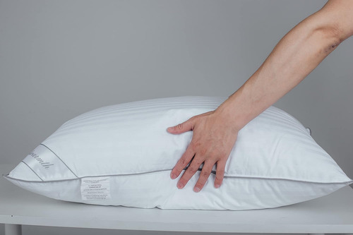 Almohada De Plumas De Ganso 100% Algodón Suave Tamaño Estánd