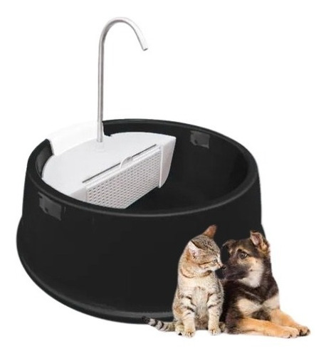 Fonte Bebedouro Gatos Cães Bivolt 1,5l Filtro Joy Elétrico Cor Quadrada - Preta 110V/220V