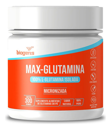  Max Glutamina, L-glutamina Pura, Isolada , Biogens 300 Grs 