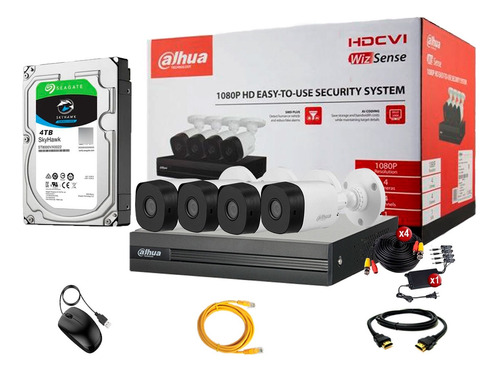 Cámaras Seguridad Kit 4 Exterior 1080p 2mp + Disco 4tb