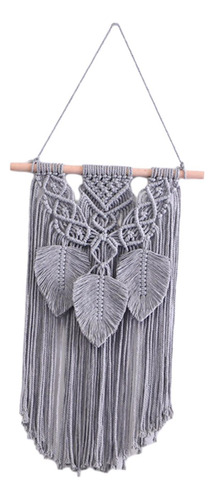 Tapiz Colgante De Pared De Macramé Con Borlas De Gris