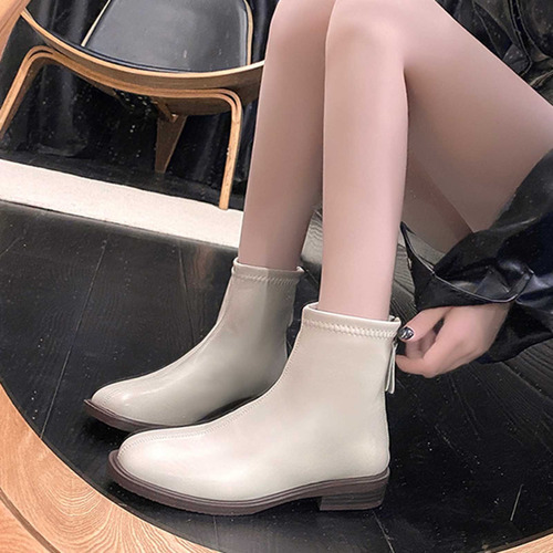 Botas De Tacón Duradero Con Tacón Bajo Y Punta Redonda Para