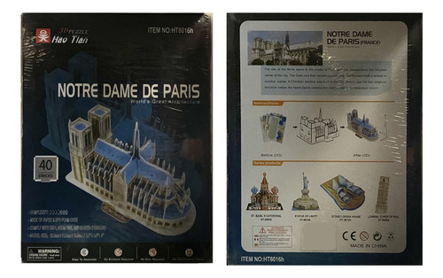 Rompecabezas Notre Dame De Paris 40 Piezas 3d