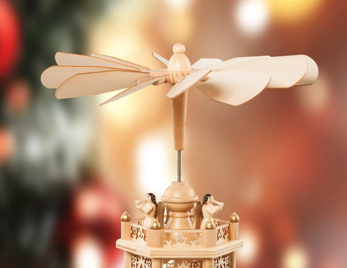 Pirámide Decoración Navideña Alemana 45 Cm Belén 6 Candelabr