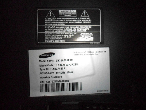 Tv Lcd Samsung 32 Ln32a550p3r Full Hd Defeito Imagem- Leia
