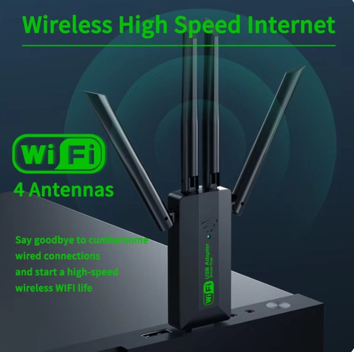 Adaptador Usb Wifi 1200mbps Banda Dual 2,4g + 5ghz 4 Antenas