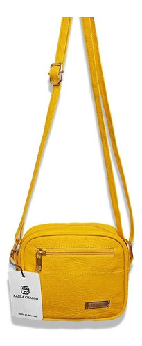 Bolsa bandolera Karla Chacon Mara diseño lisa de sintético  amarilla con correa de hombro  amarilla