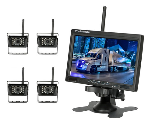 7  Monitor De Visión Trasera Inalámbrica Camión Rv 4 Cámaras