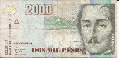 Colombia 2000 Pesos 17 Agosto 2012