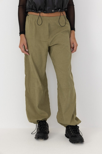 Pantalon Parachute Con Cintura Ajustable Mujer System Basic