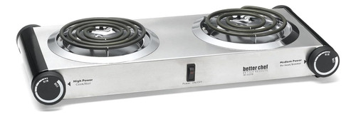 Parrilla Electrica Doble Quemador Better Chef Ajustable Plateado