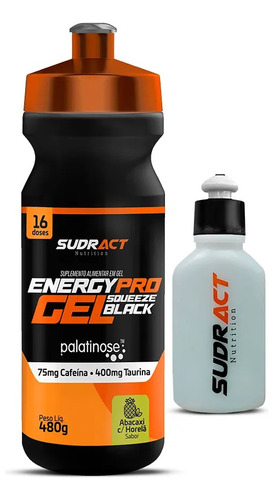 Energy Pro Gel Black Squeeze 480g - Sudract- Gel Energético Sabor Abacaxi com hortelã