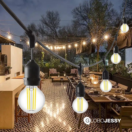Imagen 7 de 10 de Guirnalda Vintage Luces Led Para Exterior 10 Mts 20 Focos