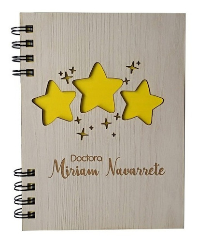 Cuaderno Estrellas Personalizado Con Nombre 19x14cm Mdf