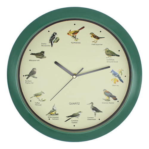 Reloj De Pared Con Canto De Pájaro Para Hogar U Oficina Verd