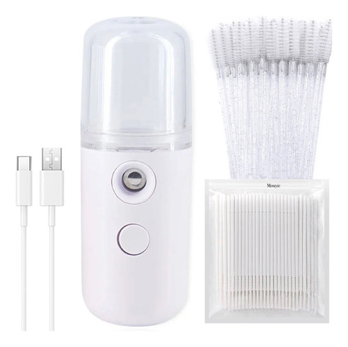 Nanomister + 100 Microbrush + 50 Cepillos Pestañas Y Cejas Color Blanco Espesor 1 Mm Largo 1 Mm Tipo De Curvatura C