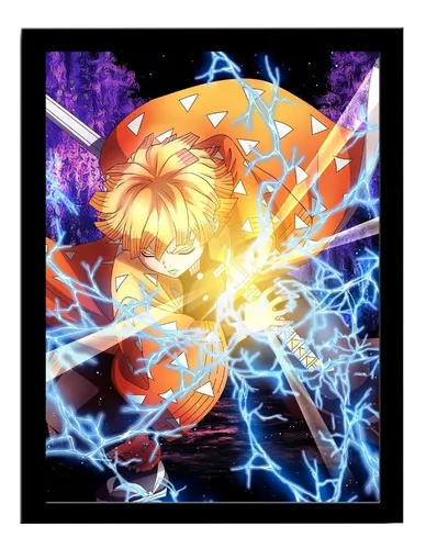 Quadro decorativo Poster Zenitsu Desenho Demon Slayer Arte para sala quarto  no Shoptime