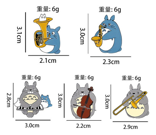 Imagen 6 de 6 de Set 5 Pin Broche Mi Vecino Totoro