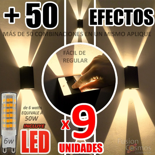 Difusor Interior Regulable Multidireccion C/ Led 6w Pack X8 Iluminacion Luz Indirecta Bidireccional Hierro Adorno Efecto