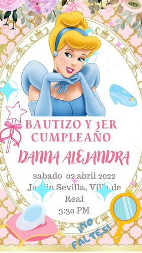 Invitación Digital Cenicienta Disney Cumple