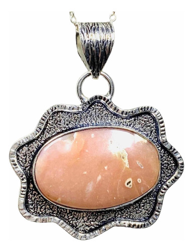 Colgante Plata India Opalo Rosa 100% Natural Cor-345