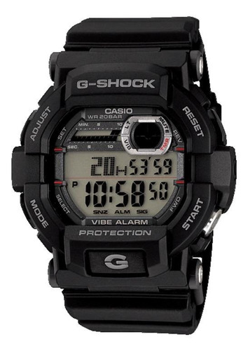 Reloj de pulsera Casio G-Shock GD-350 de cuerpo color negro, digital, para hombre, fondo gris, con correa de resina color negro, dial negro, subesferas color negro y plateado, minutero/segundero negro, bisel color negro, luz blanco y hebilla doble