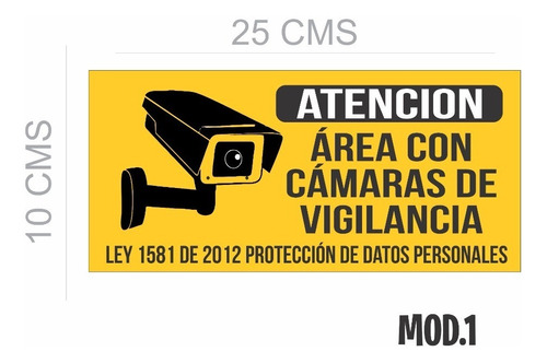 Señal Aviso Letrero Plástico Camaras De Vigilancia Ley Datos