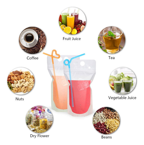 100 Bolsas De Almacenamiento Autosellantes Para Bebidas Fría