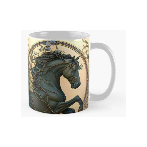 Taza Diseño De Caballo En Relieve Art Nouveau Vintage Calida