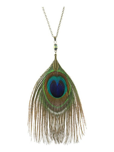 Elegante Colgante De Pluma De Pavo Real Para Mujer5