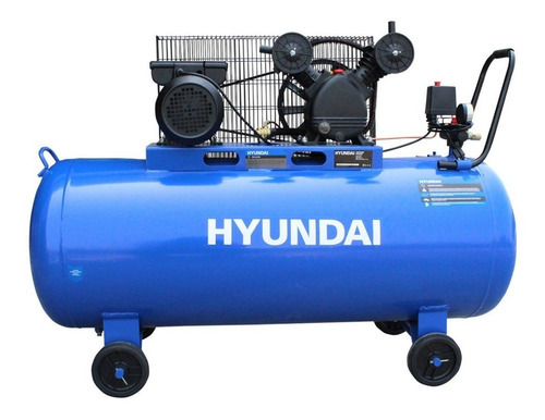 Compresor De Aire Eléctrico Portátil 100lts Hyundai 2hp Rex Color Azul Frecuencia 60 Hz