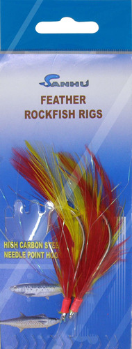 Roca Bacalao Feather Aparejo Pesca 4 0 rojo Yellow  tema