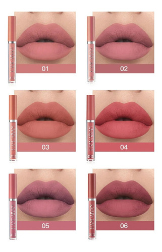 Kit De Lápiz Labial Líquido Mate De 6 Colores Lápiz Labial