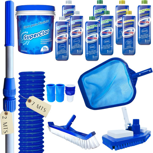 Kit Para Limpeza De Piscinas + Produtos Para Tratamento