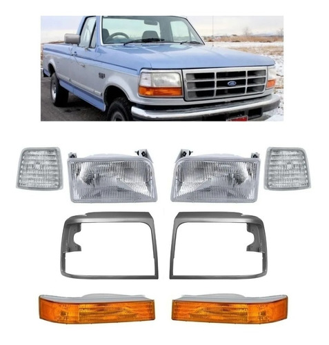 Kit Juego Faros Cuartos Bisel Ford Pick Up 1992 A 1996 Depo