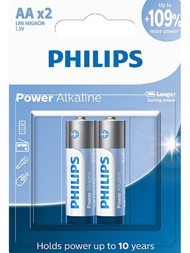 Pilhas Alcalinas Aa Philips C/ 2 Unds