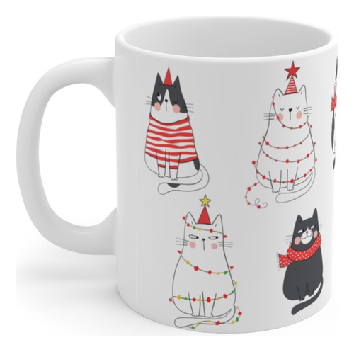 Taza Navideña Gato Divertido Festiva Y Alegre Decoración