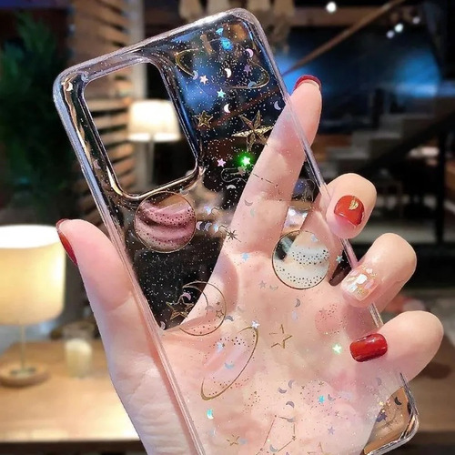 Imagen 4 de 10 de Case Galaxia Huawei Universo Estrellas Mujer Hombre Brillos