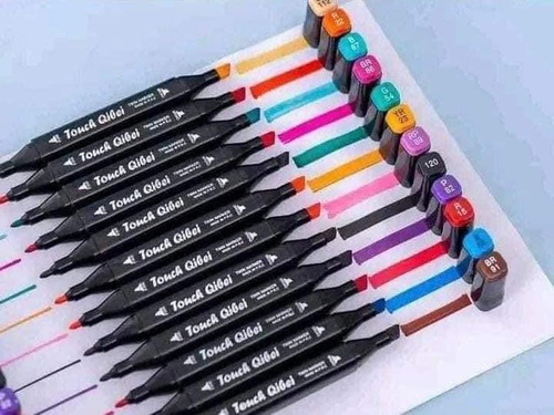Plumones Marcador Doble Punta 24 Pzs Colores Pincel Marker