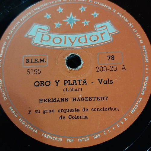 Pasta Hermann Hagestedt Orq Conciertos Colonia Polydor C387