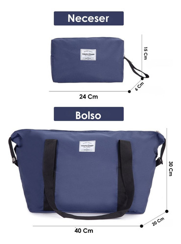 Set De Equipaje 3 Piezas Maleta, Bolso Y Neceser Azul Lisa