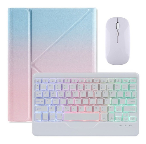 Funda Degradado+teclado Rgb+mouse Para iPad 10.2'' 8th /7th