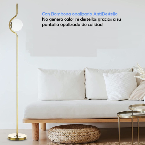Imagen 4 de 8 de Lámpara De Piso Moderna Nórdica Modelo Moon Dorada