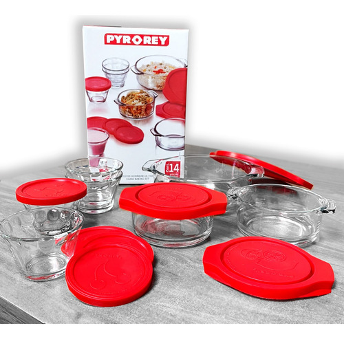 Contenedor Pyr-o-rey 547 Vidrio Y Plástico 14 Pzs 1l
