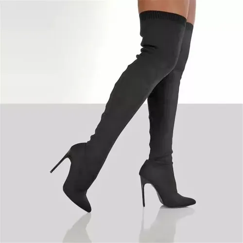Bota over the best sale knee salto alto
