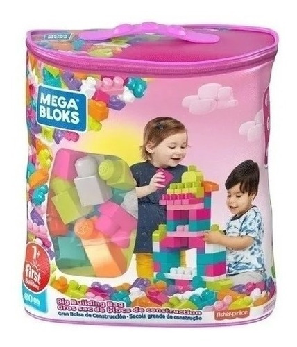 Set De 80 Piezas Grande Rosa Para Niñas Mega Bloks