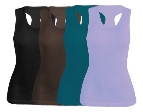 Set 4 Blusas Mujer Camiseta Dama Casual Blusa Negra Crop Top