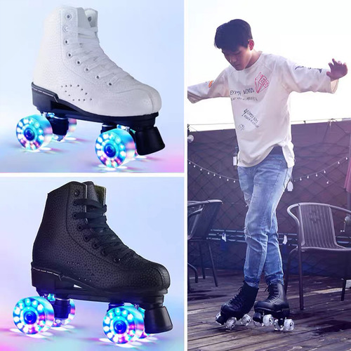 Patines Flash Wheel Con Doble Línea Led, 4 Ruedas Y Dos